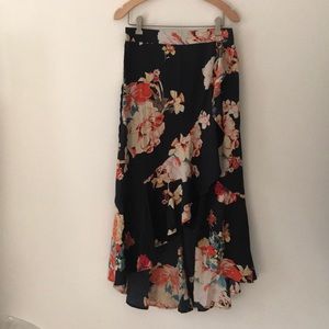 Nordstrom floral ruffle high low skirt